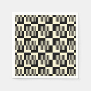 Retro Schwarzes u. TAN-Muster Serviette