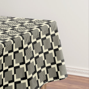 Retro Schwarzes u. TAN-Muster Tischdecke
