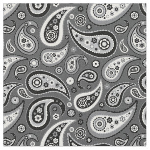 Retro schwarzes und graues Paisley-Muster Stoff