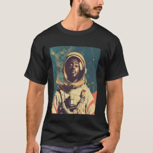 Retro-Schwarzmann-Astronaut, der den Weltraum erku T-Shirt