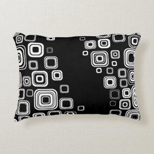 Retro Schwarzweiss-Quadrate Dekokissen