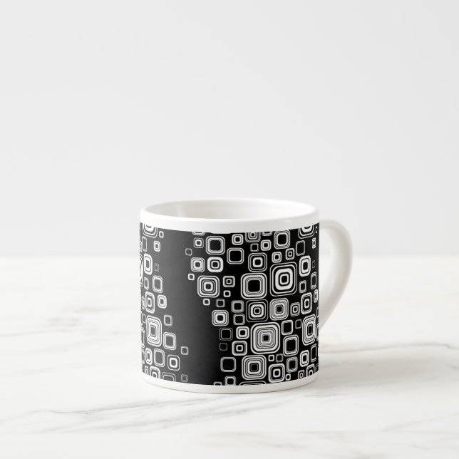 Retro Schwarzweiss-Quadrate Espressotasse (Vorderseite Rechts)