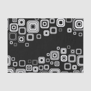 Retro Schwarzweiss-Quadrate Seidenpapier