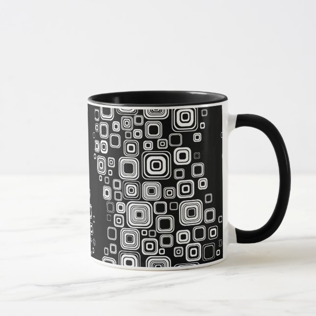 Retro Schwarzweiss-Quadrate Tasse (Rechts)