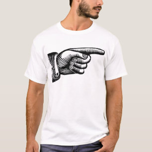 Retro Schwarzweiss-Zeigefinger T-Shirt