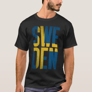 Retro-Schweden-Flagge-Typografie-Grafik-T-Shirt T-Shirt