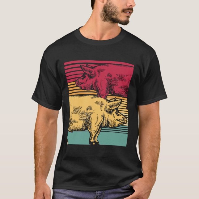 Retro Schwein T-Shirt (Vorderseite)