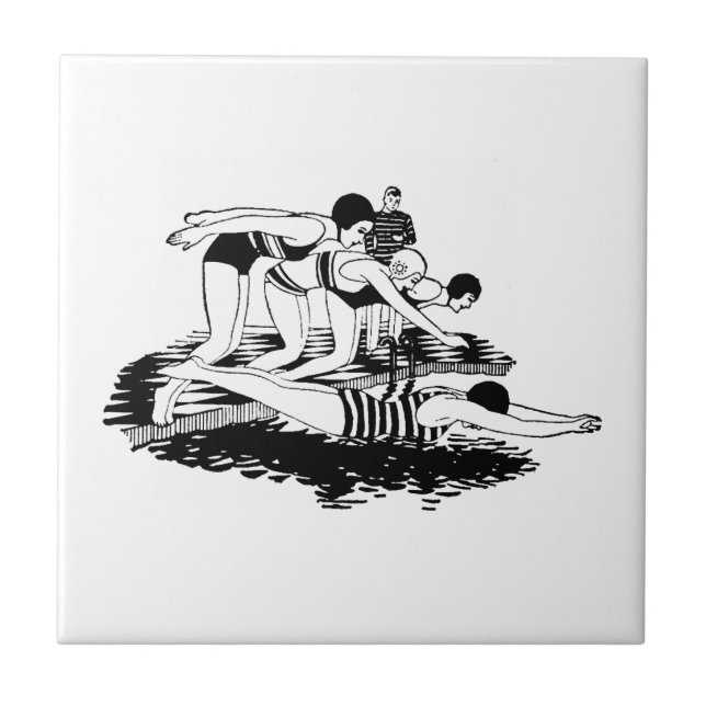 Retro Schwimmer Fliese (Vorderseite)