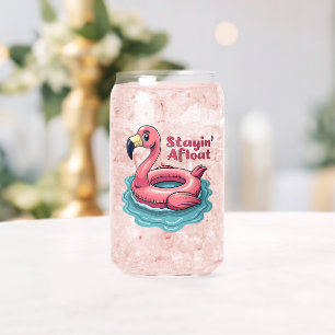 Retro-Schwimmflamingo "Über Wasser Bleiben" Lustig Dosenglas