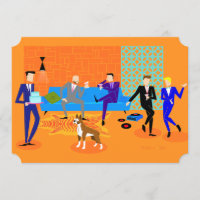 Retro-schwule Party-Einladungen (mit Hund)