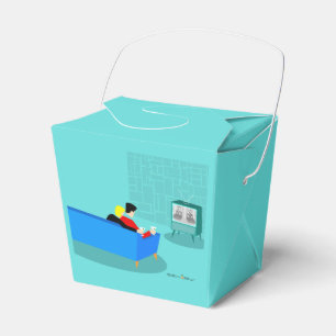 Retro schwules Paar beim Fernsehen Favor Box Geschenkschachtel