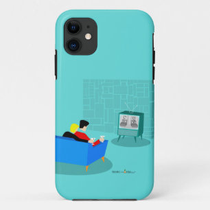 Retro schwules Paar beim Fernsehen iPhone / iPad-H Case-Mate iPhone Hülle