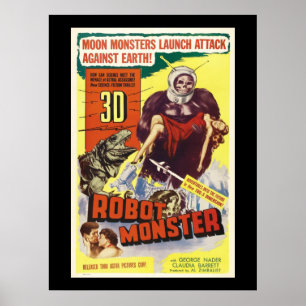 Retro Sci fi 3d Robotermonster Poster