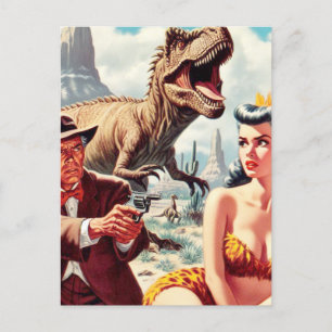 Retro-Sci-Fi-Button nach oben Postkarte