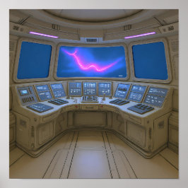Retro Sci-Fi Cockpit: Pilot's Uplink Console Art Poster