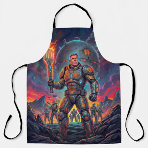 Retro-Sci-Fi-Comic Galaktischer Grillmeister Lusti Schürze