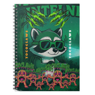 Retro-Sci-Fi-Comic-Waschbären-Kunstwerk mit Neon-G Notizblock
