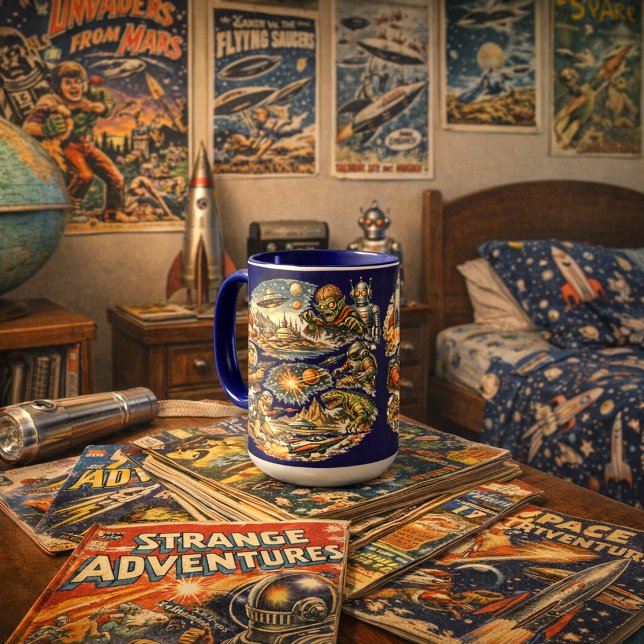 Retro-Sci-Fi-Comicbook-Art-Vignetten-Muster Tasse (Von Creator hochgeladen)