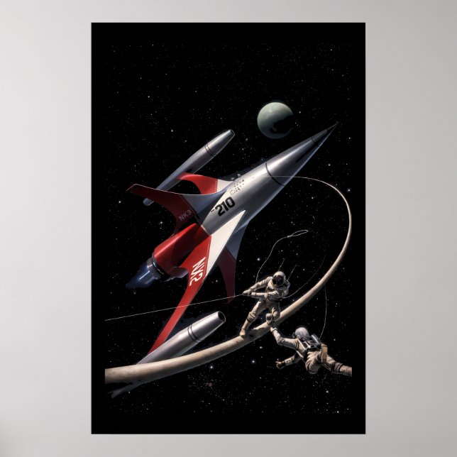 Retro Sci-Fi Fantasy Space Astronauts Art Poster (Vorne)