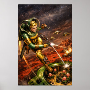 Retro-Sci-Fi-Fantasy-Weltraum-Frauen-Kunst Poster