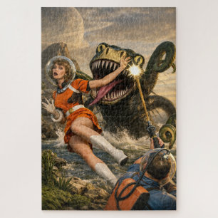 Retro-Sci-Fi-Fantasy-Weltraum-Monster-Kunst Puzzle