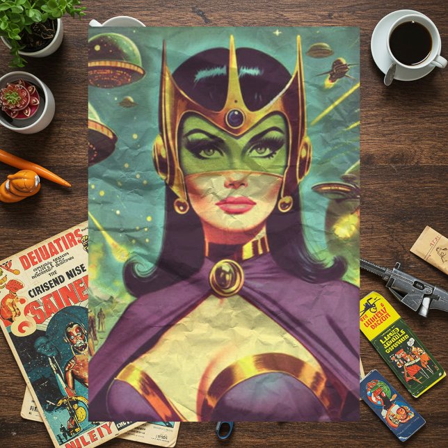 Retro Sci-Fi-Frau Seidenpapier (Von Creator hochgeladen)