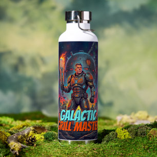 Retro-Sci-Fi-Galactic-Grillmaster-Pop-Art-Comic Trinkflasche