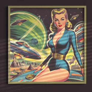 Retro Sci Fi Girl Poster