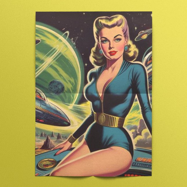 Retro Sci Fi Girl Seidenpapier (Von Creator hochgeladen)