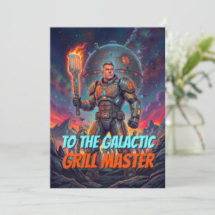 Retro-Sci-Fi-Pop-Art-Galaktischer-Grillmeister-Com Dankeskarte