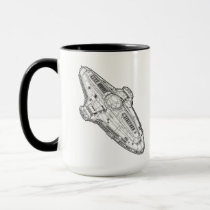 Retro-Sci-Fi-Raumschiff-Blueprint-Kunst Tasse