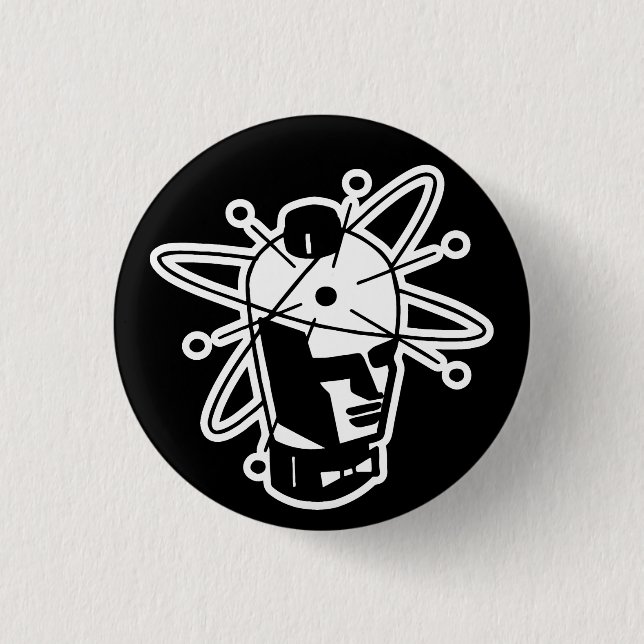 Retro-Sci-Fi-Roboter-Kopf - Schwarz & Weiß Button (Vorderseite)