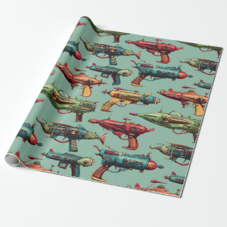 Retro-Sci-Fi-Strahlpistolen-Muster-Wrap-Papier Geschenkpapier