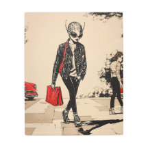 Retro-Sci-Fi-Technik: Alien durchdringt einen Vint