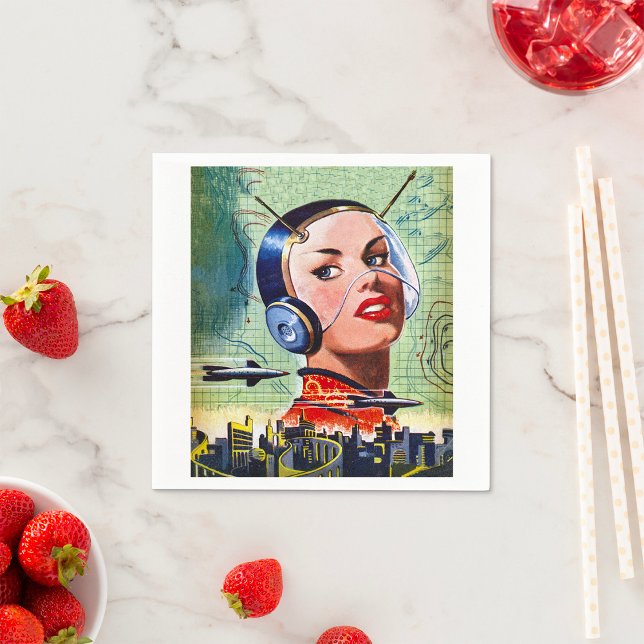 Retro Science Fiction Paper Napkins Serviette (Von Creator hochgeladen)