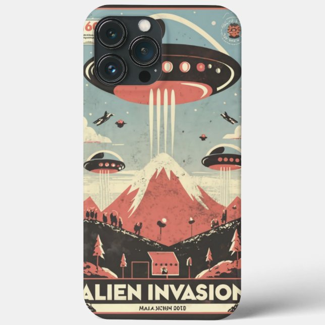 Retro SciFi Adventure iPhone Case 🚀 👽 (Rückseite)