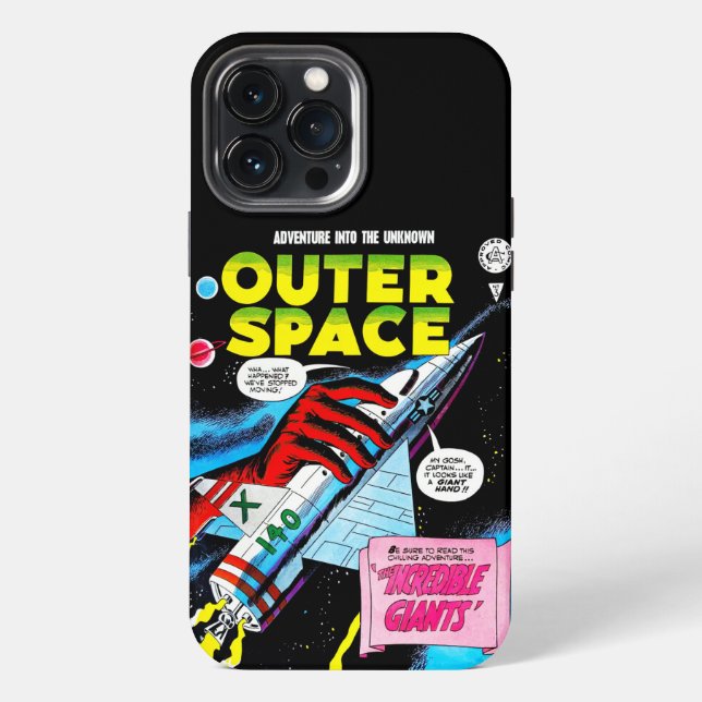 Retro SciFi Adventure Outer Space Comic Cover iPhone Hülle (Rückseite)
