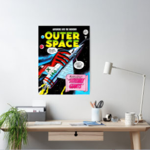 Retro SciFi Adventure Outer Space Comic Cover Poster
