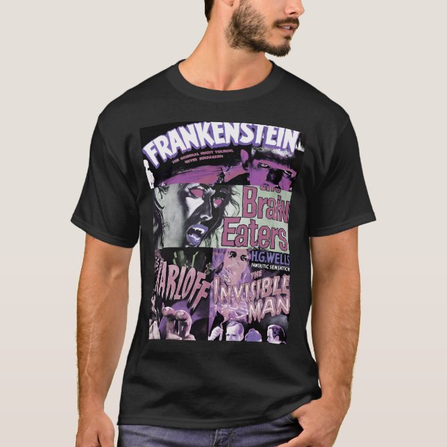 Retro SciFi Horror Beängstigend Monster Movie Vint T-Shirt (Vorderseite)