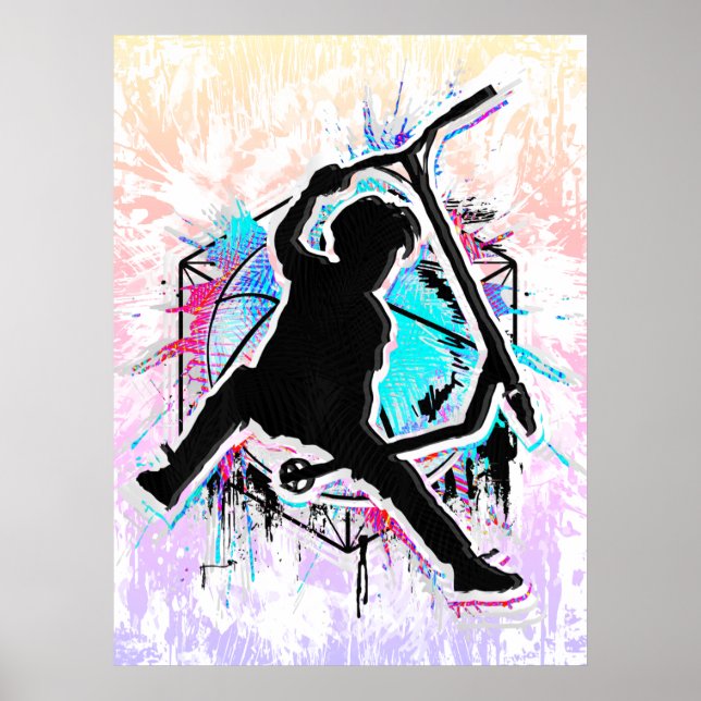 Retro Scooter - Stuntscooter - Kick Stunt Scooter Poster (Vorne)