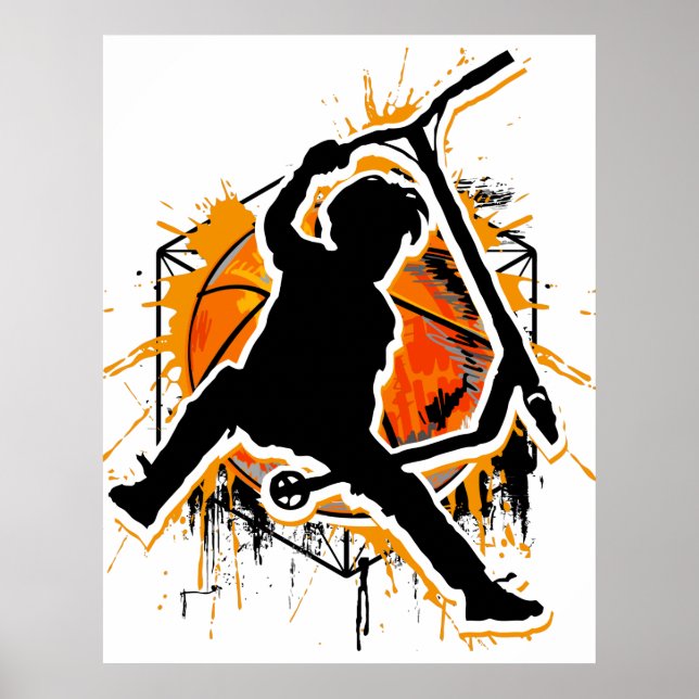 Retro Scooter - Stuntscooter - Kick Stunt Scooter Poster (Vorne)