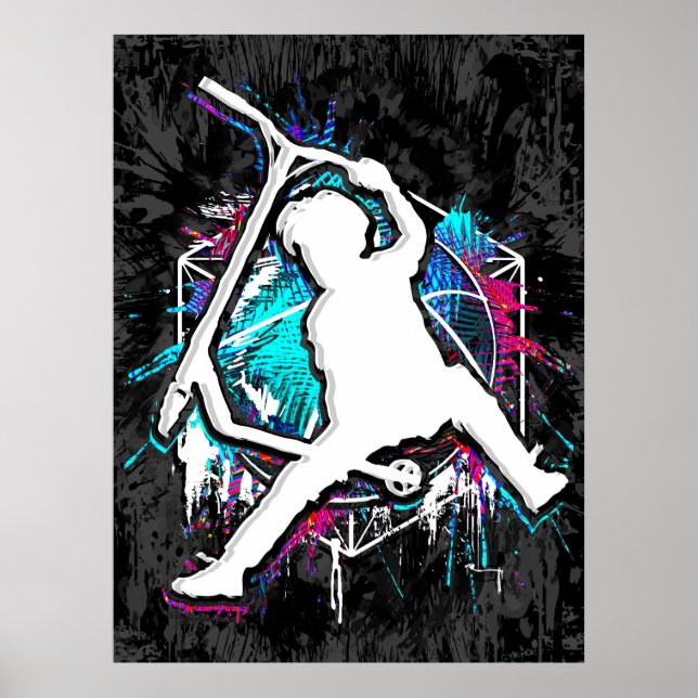 Retro Scooter - Stuntscooter - Kick Stunt Scooter Poster (Vorne)