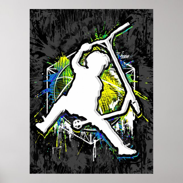 Retro Scooter - Stuntscooter - Kick Stunt Scooter Poster (Vorne)