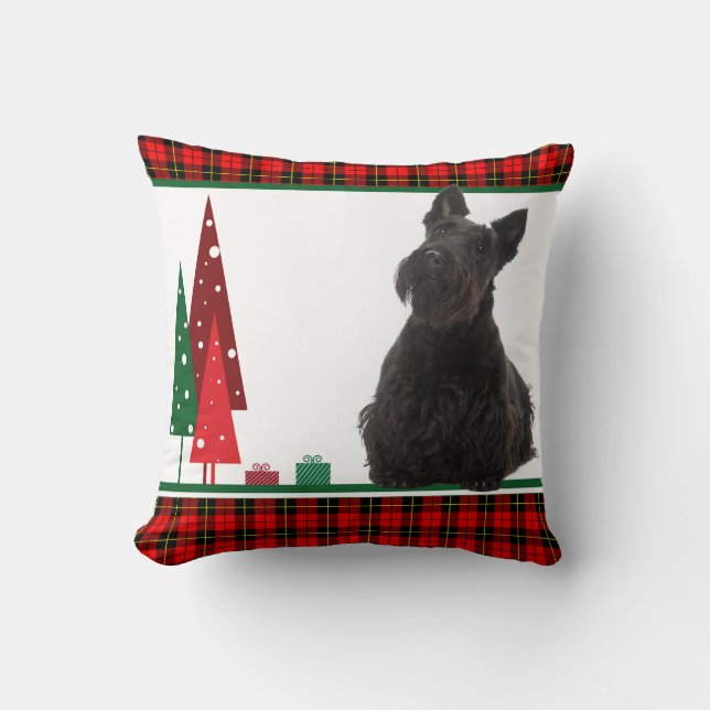 Retro Scottie-Weihnachtskissen Kissen (Vorderseite)