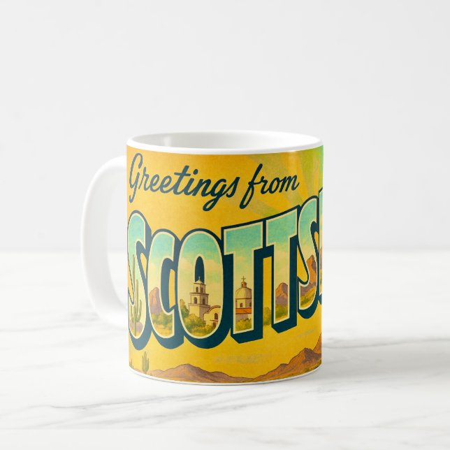 Retro Scottsdale AR Postkarten-Tasse Kaffeetasse (Vorderseite Links)