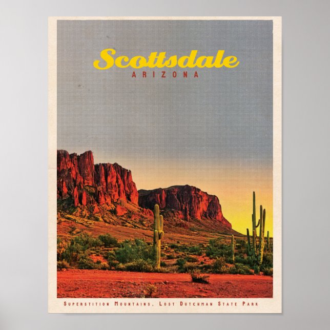 Retro Scottsdale Wüste Poster (Vorne)