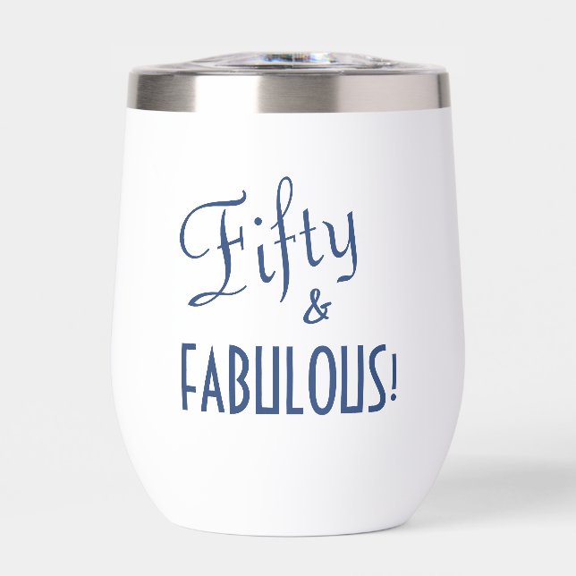 Retro Script Blue Fifty & FABULOUS 50. Geburtstag (Vorderseite)