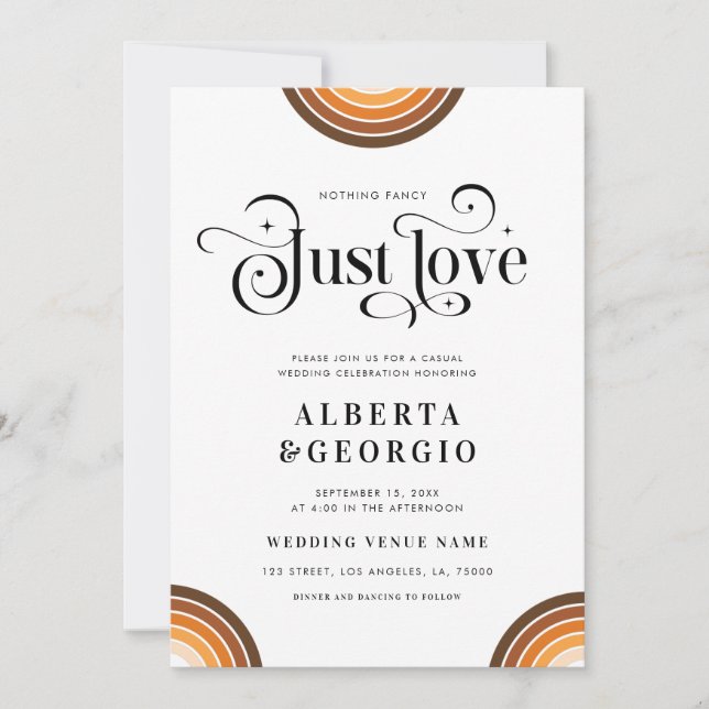 Retro Script Boho Rainbow Nichts Extravagant Nur L Einladung (Vorderseite)