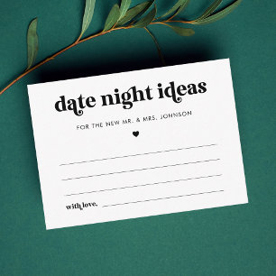 Retro Script Date Night Ideas Brautparty Card Begleitkarte