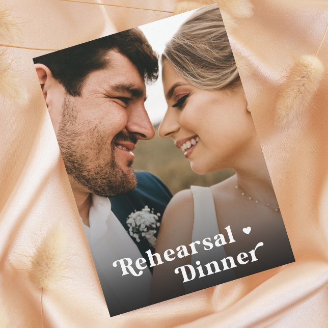 Retro Script Foto Minimalistische Probe Abendessen Einladung (Von Creator hochgeladen)